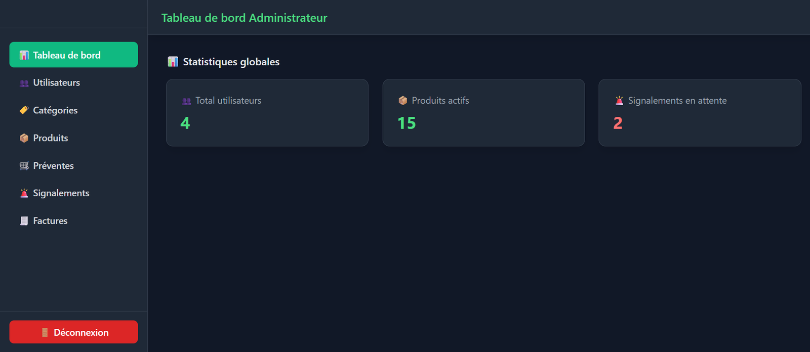 Interface Gestionnaire